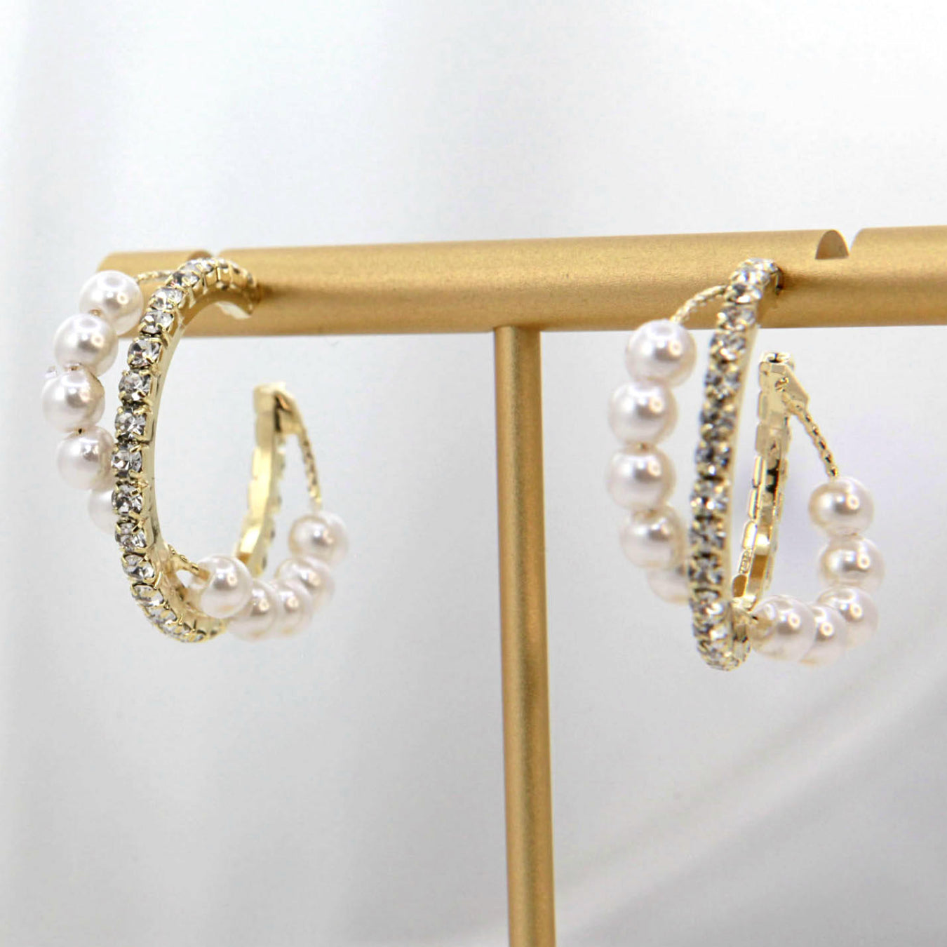 Alloy Pearl Hoop Earrings