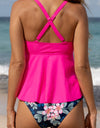 Crisscross Ruffled V-Neck Tankini Set