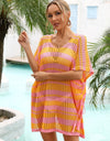 Angel Wings Tassel Openwork Striped V-Neck Cover Up