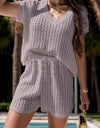 Openwork Short Sleeve Top and Shorts Cover Up Set