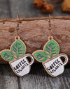 Wooden Alloy Dangle Earrings