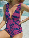 FAM-FAM Printed Plunge Wide Strap One-Piece Swimwear