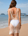 Fringe Openwork Wide Strap Cover Up