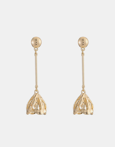 Gold-Plated Flower Dangle Earrings