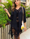 Backless Fringe Scoop Neck Cover Up