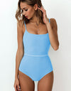 Ribbed Tie Waist One-Piece Swimsuit