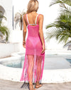 Angel Wings Fringe Openwork Spaghetti Strap Cover Up