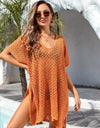 Angel Wings Openwork Slit Scoop Neck Cover Up