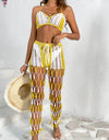 Cutout Halter Neck Top and Pants Two-Piece Swim Set