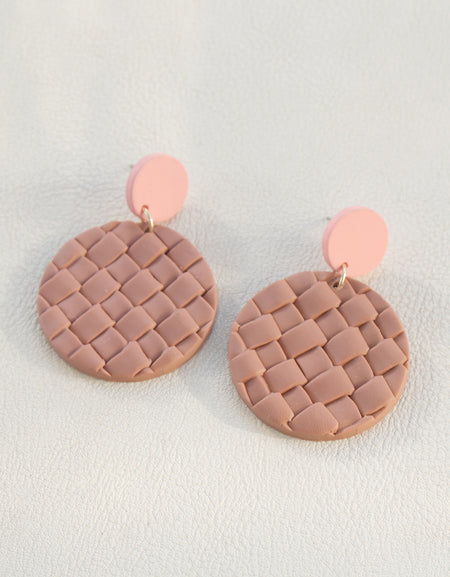 Soft Pottery Round Braided Earrings