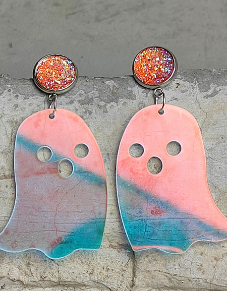 Ghost Shape Acrylic Dangle Earrings