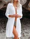 Button Up Roll-Tab Sleeve Cover-Up