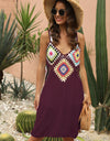 Geometric V-Neck Spaghetti Strap Cover Up Dress