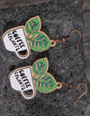 Wooden Alloy Dangle Earrings