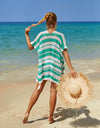 Angel Wings Tassel Openwork Striped V-Neck Cover Up