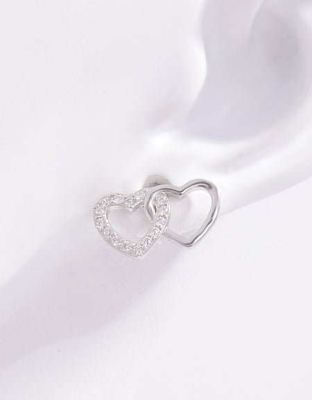 925 Sterling Silver Zircon Heart Earrings