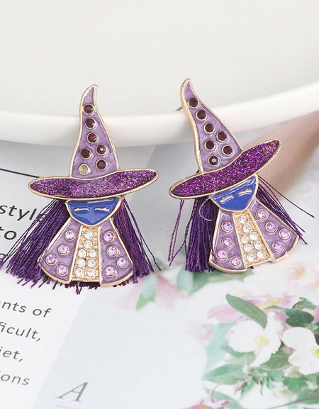 Witch Rhinestone Alloy Earrings