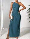 Honey Slit One Shoulder Sleeveless Maxi Dress