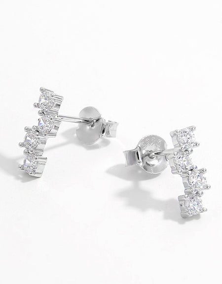 925 Sterling Silver Inlaid Zircon Stud Earrings