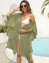 Ruffled Open Front Cover-Up