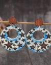 Cutout Star Print Wooden Dangle Earrings