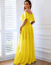 Off-Shoulder Layered Split Maxi Dress