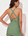 Tie Back Sleeveless Swim Dress and Bottoms Set