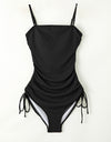 Drawstring Spaghetti Strap One-Piece Swimwear