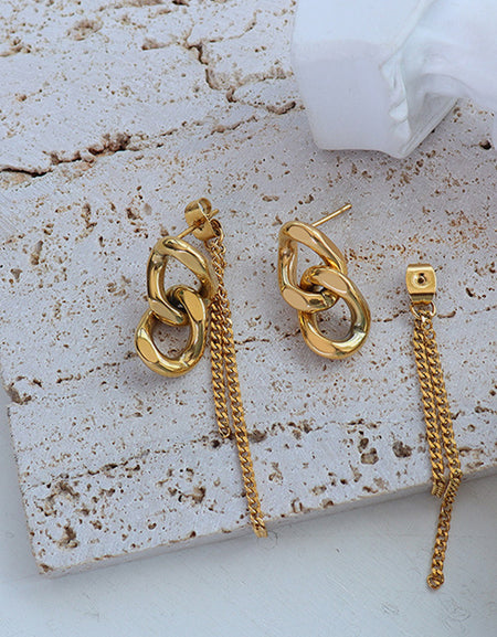 Titanium Steel Chain Shape Earrings