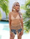 Angel Wings Cutout Round Neck Short Sleeve Cover Up