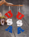 USA Wooden Letter Dangle Earrings