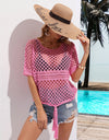 Angel Wings Cutout Round Neck Short Sleeve Cover Up