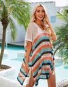 Angel Wings Cutout Striped Cover-Up with Tassel