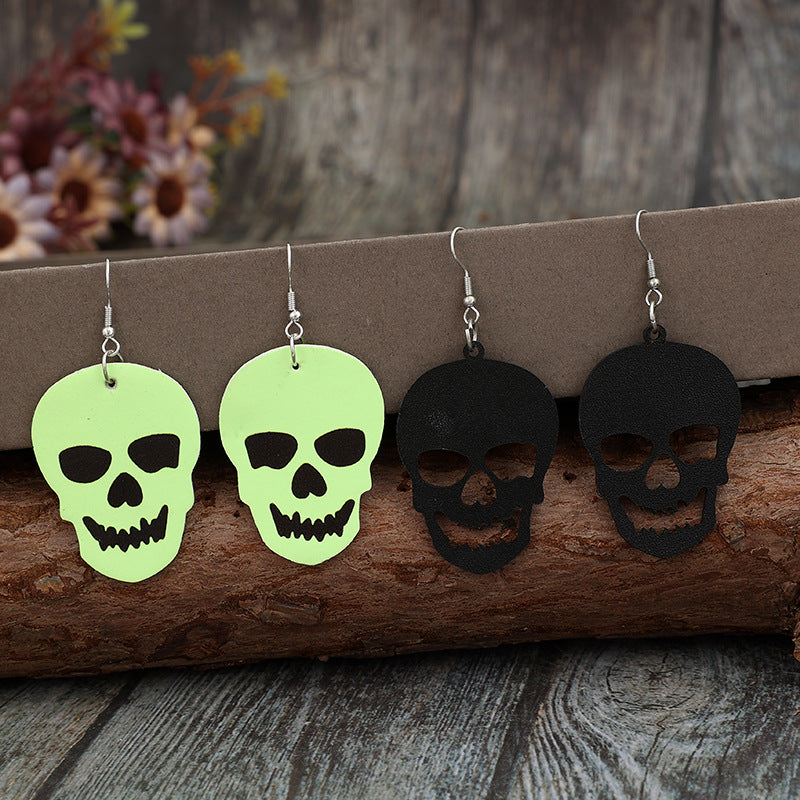 2 Piece PU Leather Skull Dangle Earrings