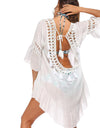 Backless Cutout Three-Quarter Sleeve Cover Up