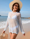 Openwork Dropped Shoulder Long Sleeve Cover-Up