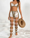 Cutout Halter Neck Top and Pants Two-Piece Swim Set