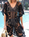 Lace V-Neck Half Sleeve Cover-Up