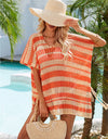 Angel Wings Tassel Openwork Striped V-Neck Cover Up