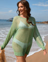 Backless Boat Neck Long Sleeve Cover Up