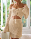 Cutout Lace-Up Long Sleeve Cover Up