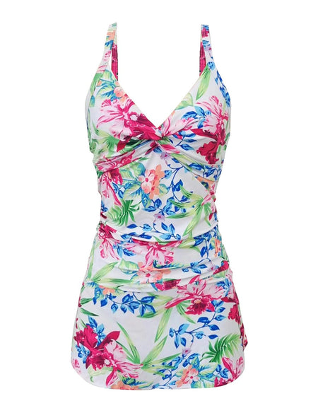 Printed Spaghetti Strap Top and Skirt Swim Set