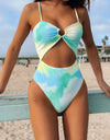 Cutout Tie-Dye Spaghetti Strap One-Piece Swimwear