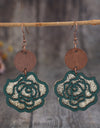 Wooden Alloy Rose Shape Dangle Earrings