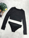 Round Neck Long Sleeve Top and Brief Swim Set