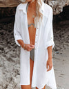 Button Up Roll-Tab Sleeve Cover-Up