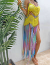 Fringe Scoop Neck Spaghetti Strap Cover-Up