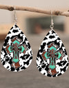 PU Leather Iron Hook Teardrop Earrings