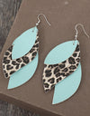 Leopard PU Leather Leaf Earrings