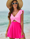 Cutout V-Neck Cap Sleeve One-Piece Swimwear